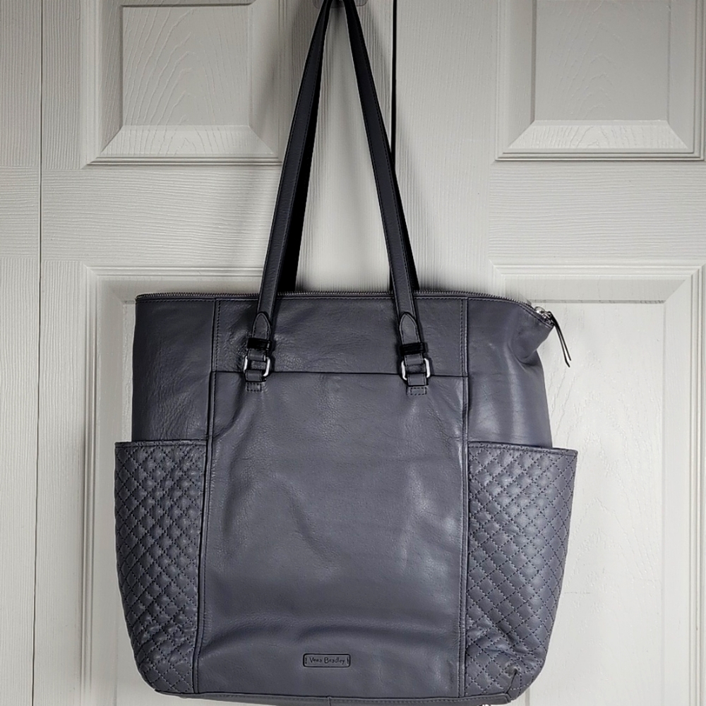 Vera Bradley Gray Gallitin Leather Tote